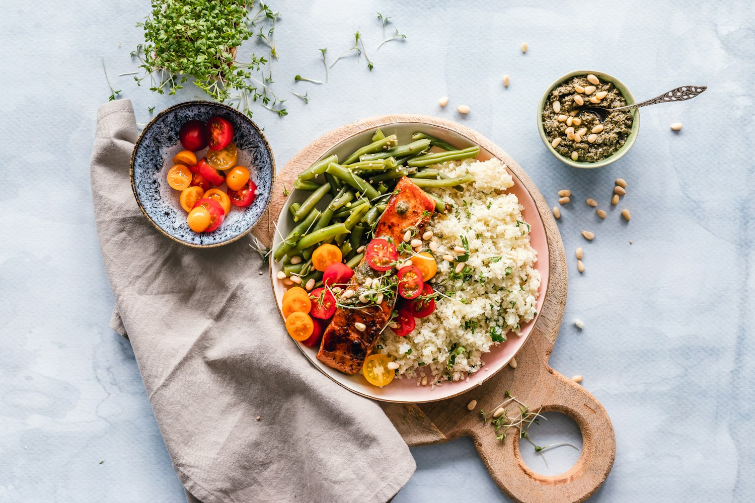 Colourful prepared meals ready for a weekly plan
